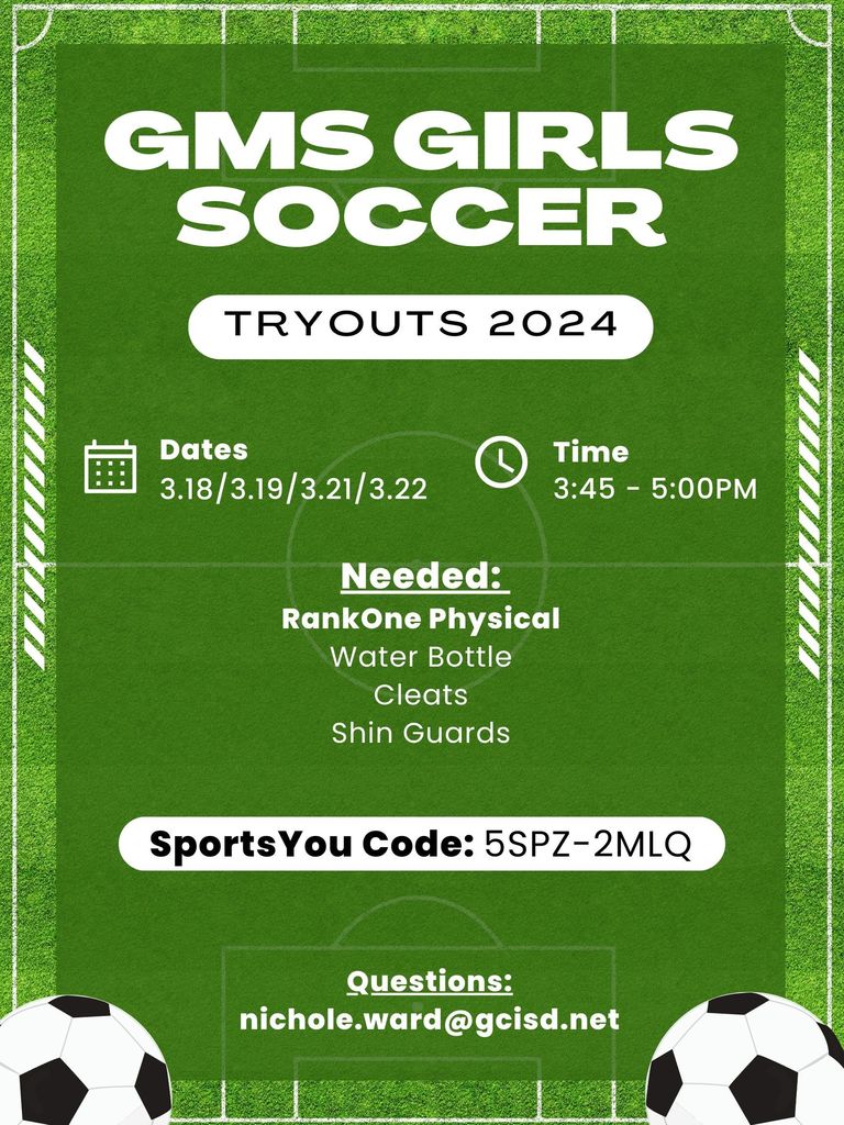 GMS Girls Soccer Tryouts