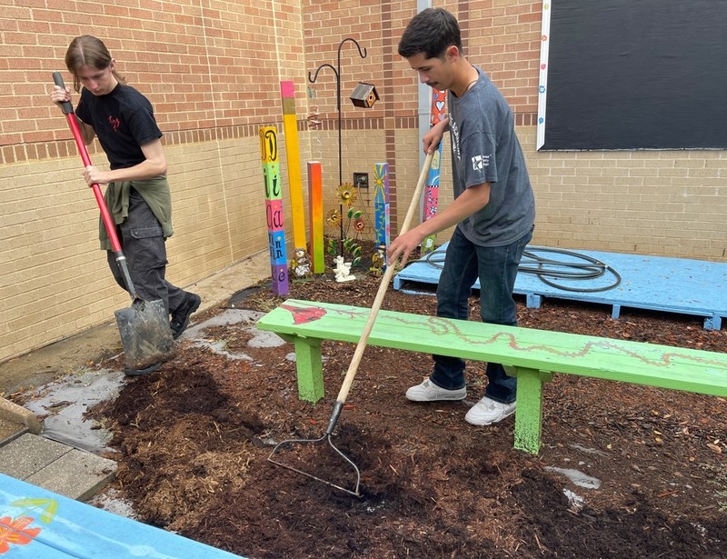 Students landscaping