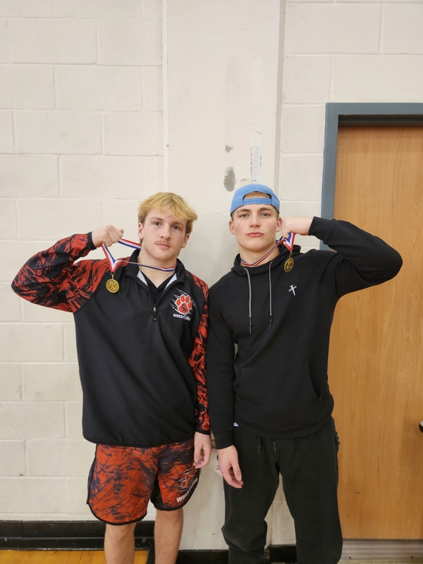 Colleyville Heritage Boys Posing at District Wrestling Championship