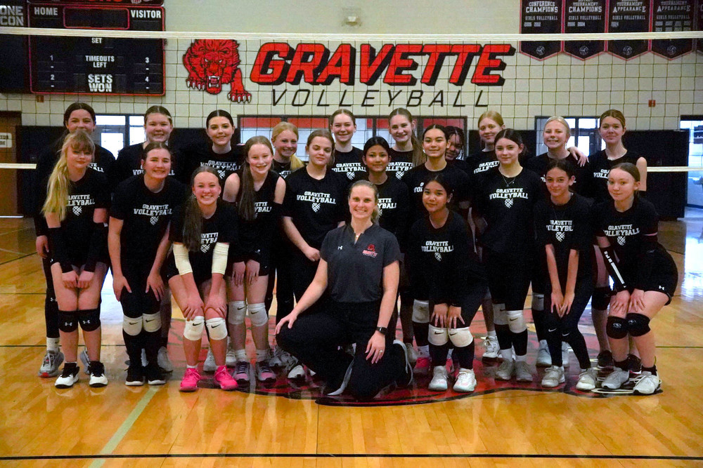Gravette Middle School Volleyball Team with Coach Duke