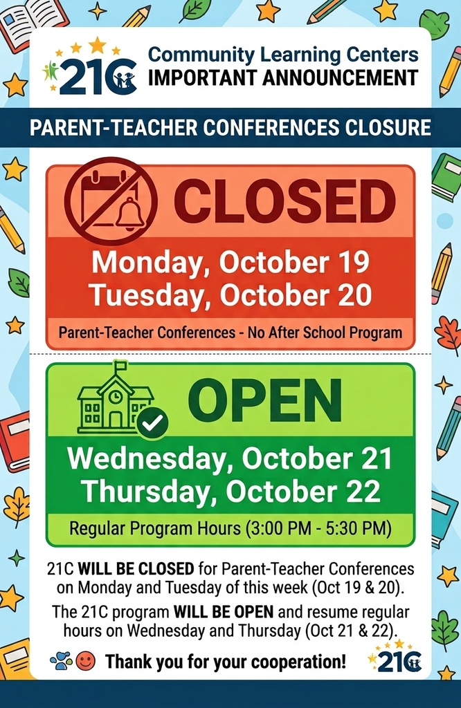 21st Century After School Program Closure Flyer