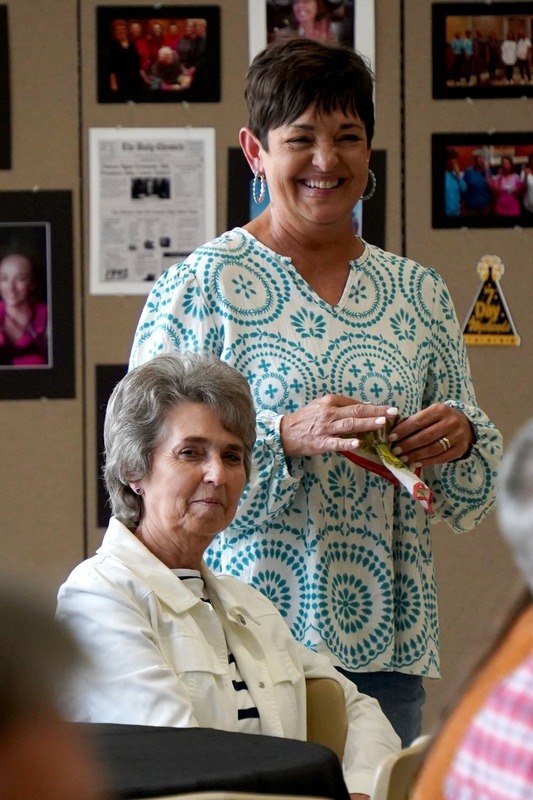 Kay Russow and Shannon Mitchell reacting to the sudden spotlight at their Retirement Celebration on May 19, 2026.