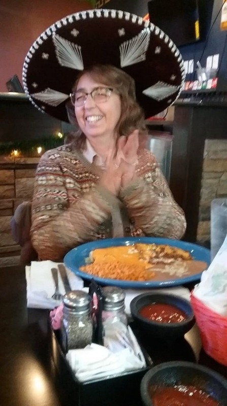 Kay Russow eating lunch
