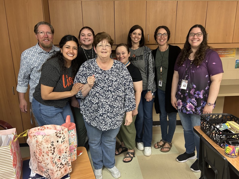 Karen Tolle with fellow department teachers