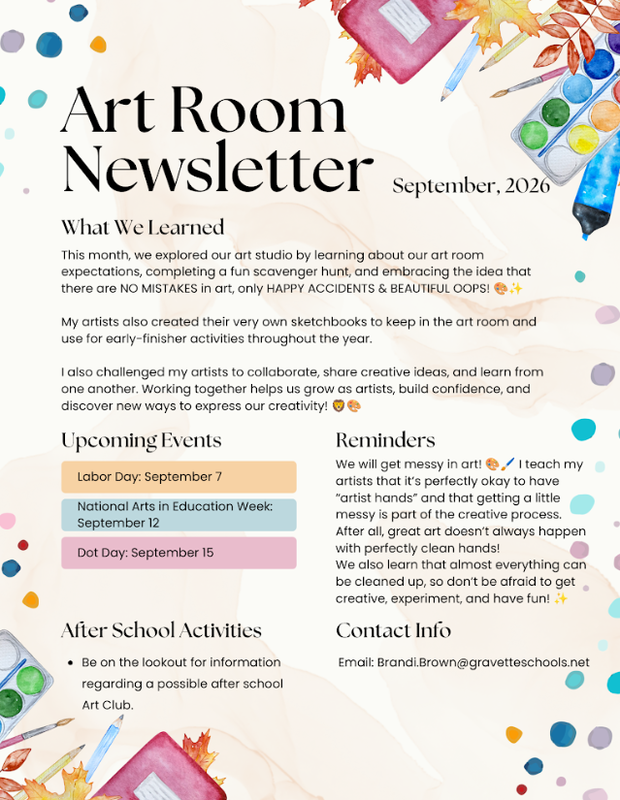 Art Room Newsletter Graphic