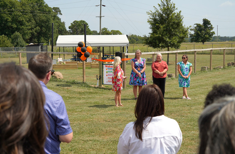 Staff and families at the ribbon cutting ceremony
