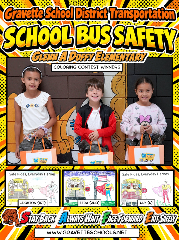 GDE School Bus Safety Coloring Contest Winners Graphic