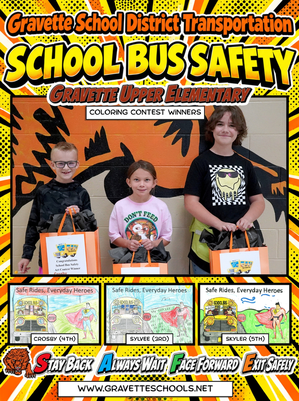 GUE School Bus Safety Coloring Contest Winners Graphic