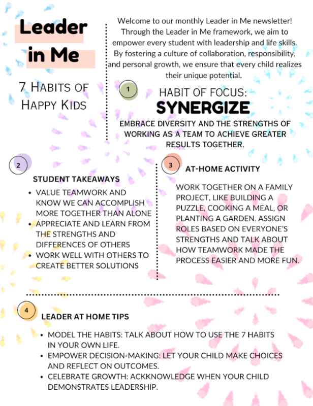 Leader in me habit of the month Synergize