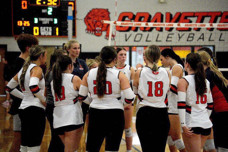 Coach Duke working with the high school volleyball team in the fall of 2025