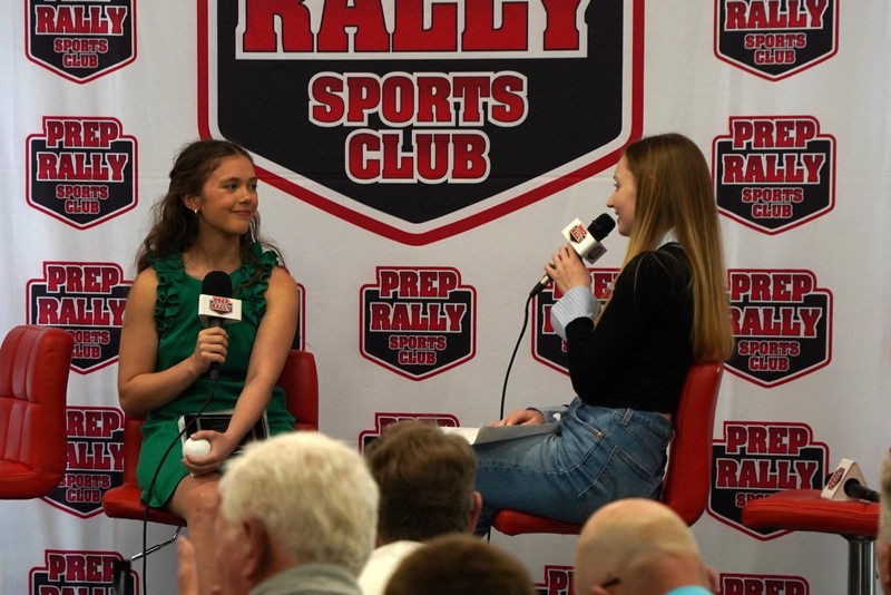 Parker Pittman being interviewed by Sydney Ruth Mulvenon of the Prep Rally Sports Podcast