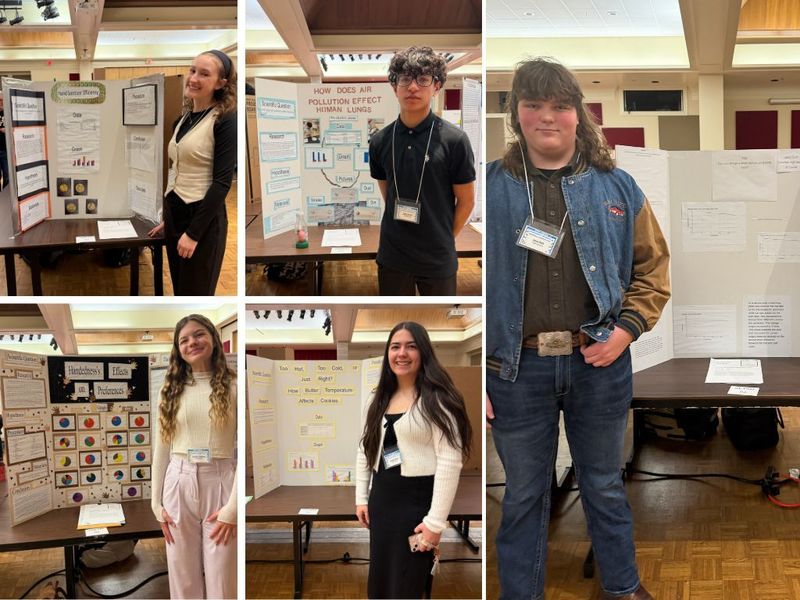GHS at the regional science fair collage photo of presentations