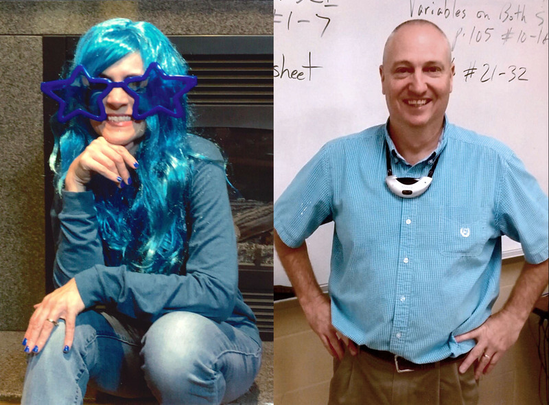 Randall and Shirley Reynolds dressed in blue for an anti-bullying campaign. Shirley won the costume contest for staff.