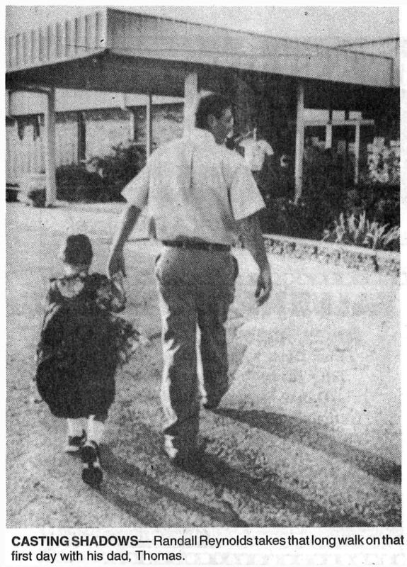 A newspaper photo of the first day of school in 2003 that accidentally flipped Randall and Thomas Reynolds’ names
