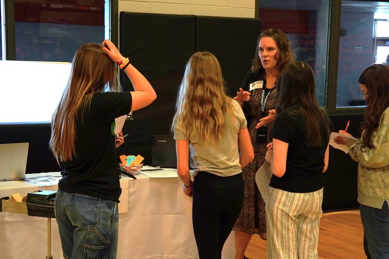Students learned about court reporting from freelance court reporter Natanya Riddle, who demonstrated stenography equipment and explained how speed and accuracy support legal proceedings.