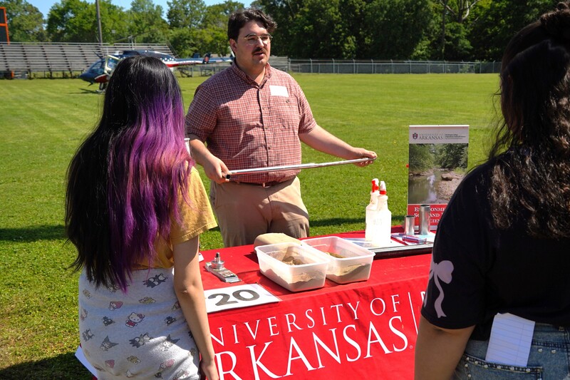 Students learned about soil science, environmental stewardship, and agricultural research from the University of Arkansas Department of Crop, Soil, and Environmental Sciences.