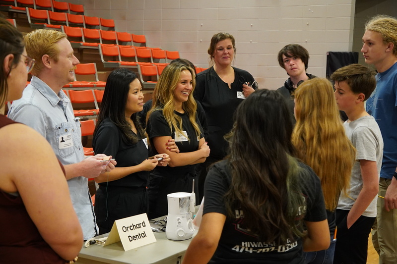 Students visited with Orchard Dental to learn about oral healthcare, dental tools, and career opportunities in dentistry.