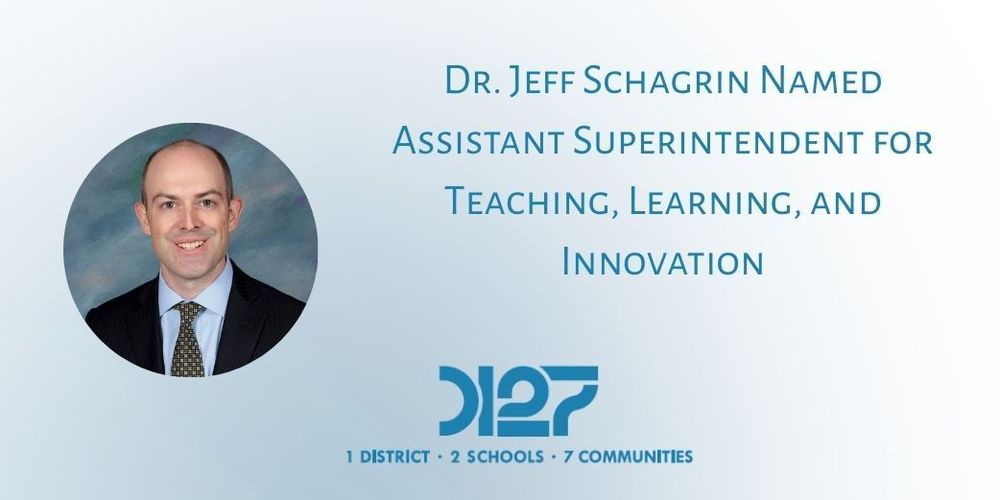 blue background with d127 logo and a picture of Jeff from yearbook