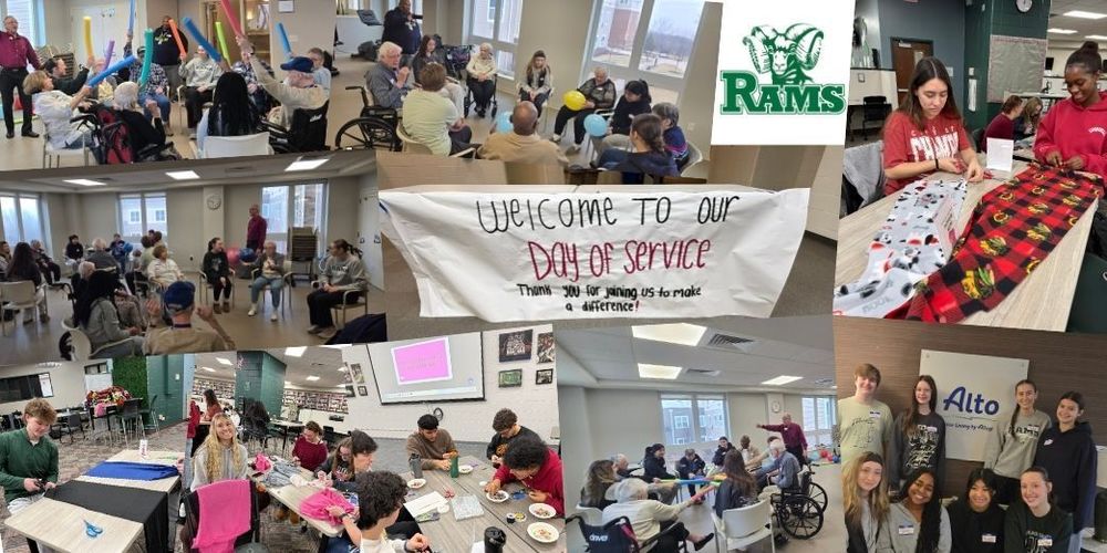 day of service showing student helping hands