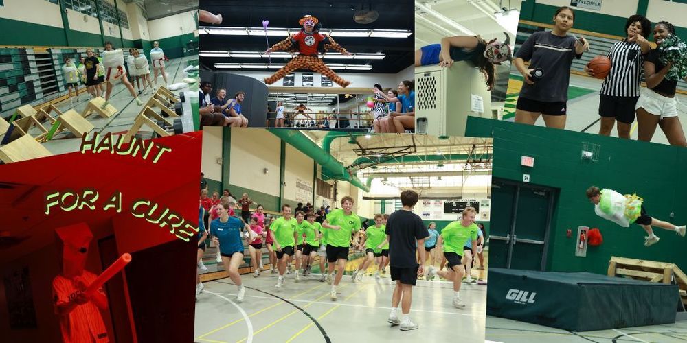 different pictures of events of students competeing in events