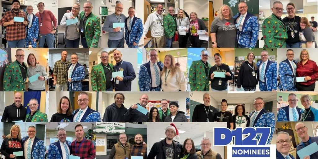 staff members with mikkel and the blue D127 logo