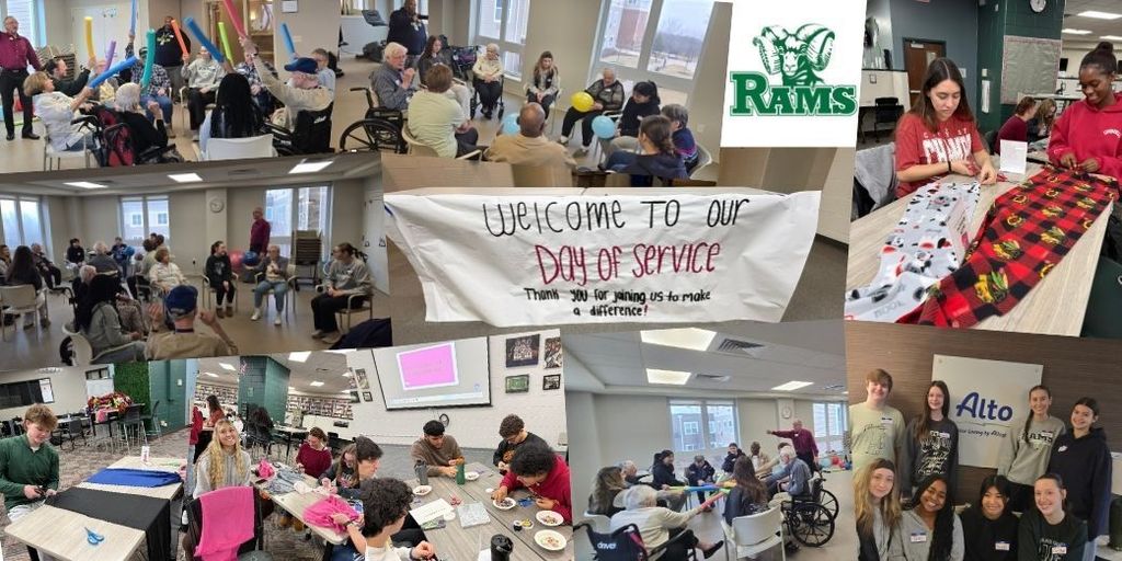 students with helping hands on day of service