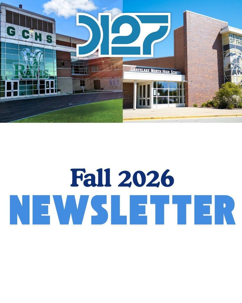 Central and North School Building with blue D127 logo