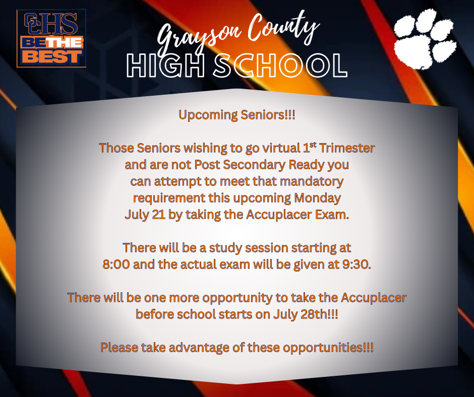 Accuplacer Announcement