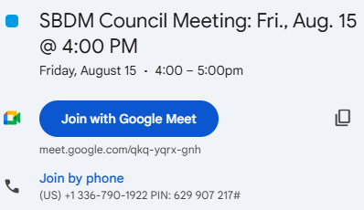 SBDMC August Meeting