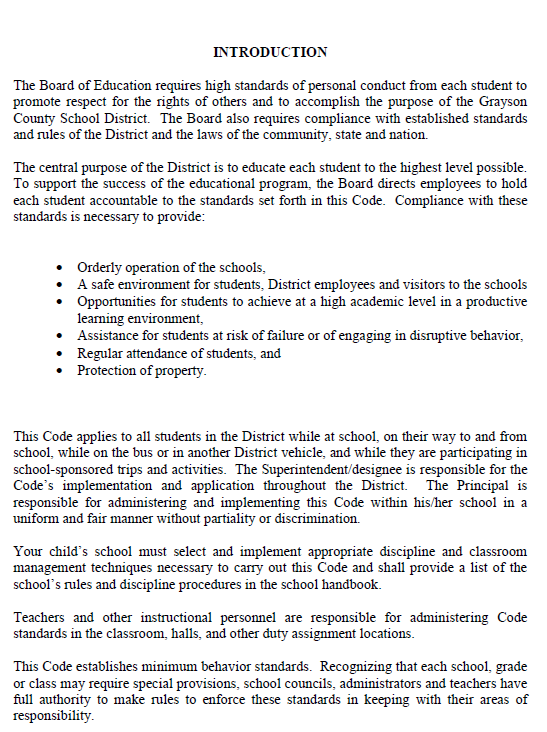 Code of Acceptable Behavior & Discipline