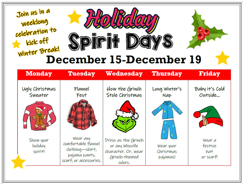 Holiday Spirit Days!