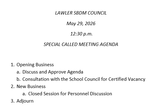 SBDMC Special Called Meeting