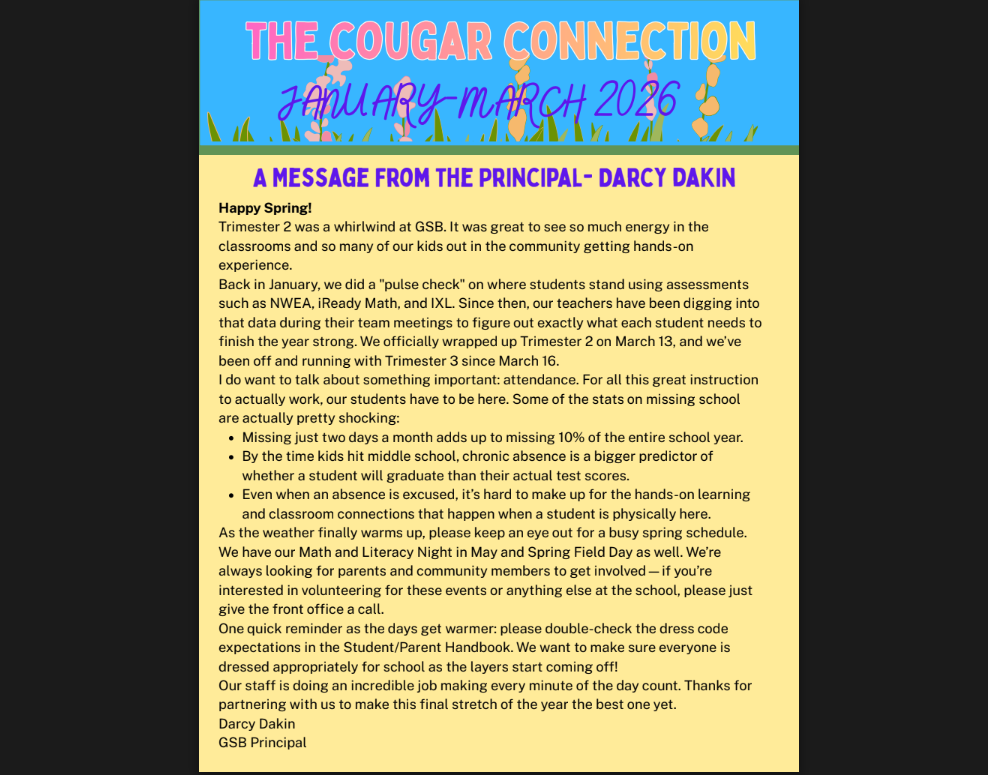 GSB Cougar Connection March 2026