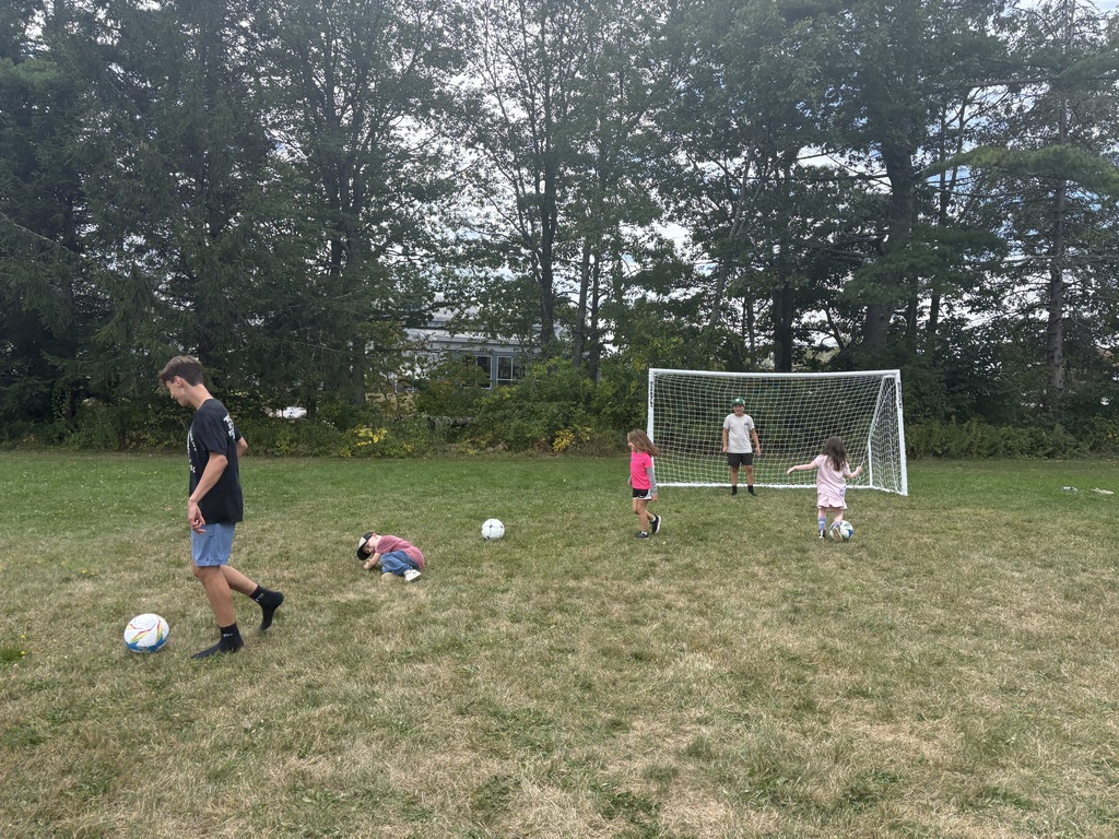  Kindergarten and 7/8th graders have been having a ball with Soccer in PE!