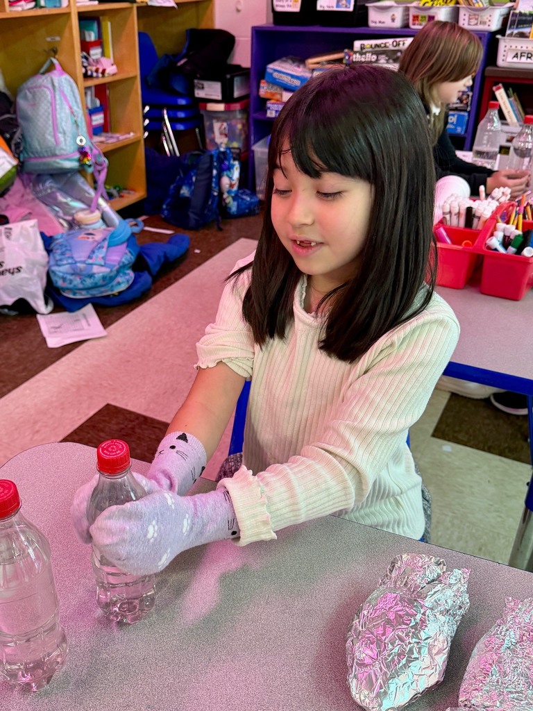 Mrs. Flewelling’s class testing out materials for the property of insulating!