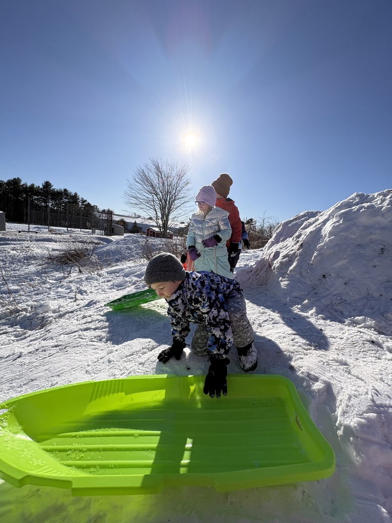 PreK and k preparing their “country flag” for WinterFest Olympics this Friday and practicing their bobsledding! 