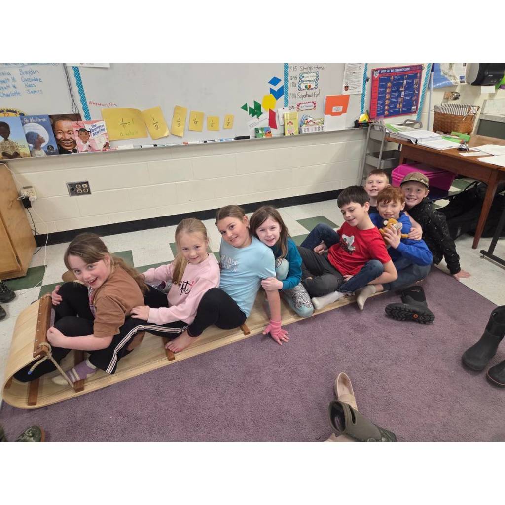 The third graders loved checking out the toboggan some of the 6-8 graders made at the Carpenter Boat Shop. Then they used that inspiration to build their own sleds for Winterfest.
