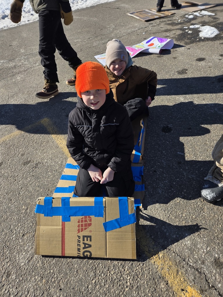 The third graders loved checking out the toboggan some of the 6-8 graders made at the Carpenter Boat Shop. Then they used that inspiration to build their own sleds for Winterfest.