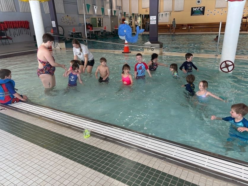 Pre-k started a 7 week red-cross swim program at the Wiscasset Rec this week. They will be learning basic water safety and beginner swimming skills.