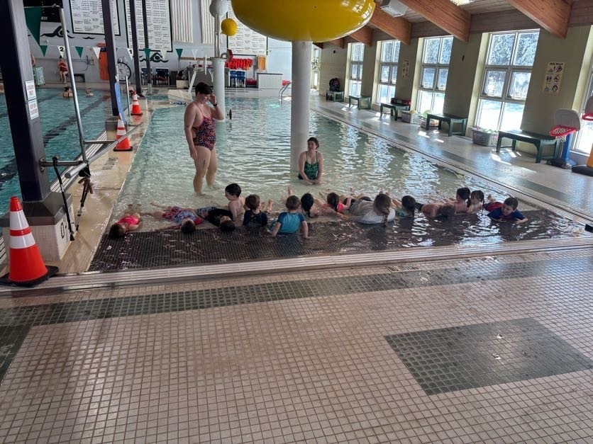 Pre-k started a 7 week red-cross swim program at the Wiscasset Rec this week. They will be learning basic water safety and beginner swimming skills.