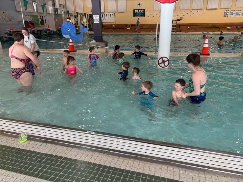 Pre-k started a 7 week red-cross swim program at the Wiscasset Rec this week. They will be learning basic water safety and beginner swimming skills.