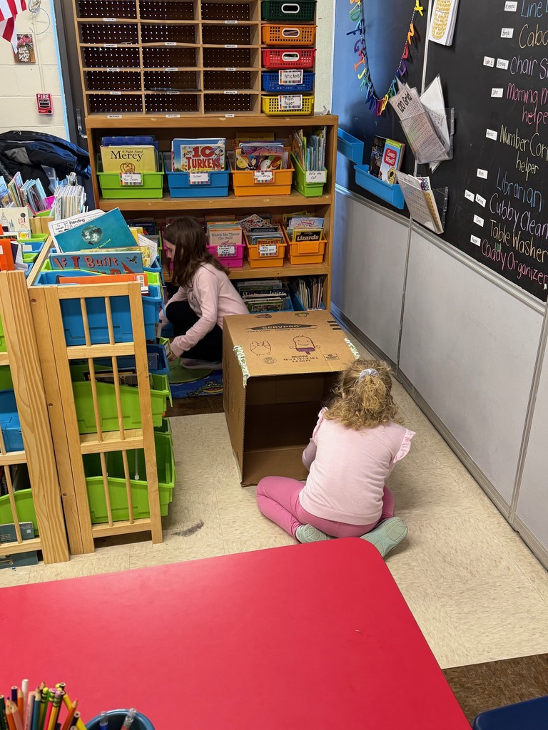 Mrs. Verney’s class voted on cardboard box forts and stuffy day for their reward after filling their sticker chart! Look at the creativity!