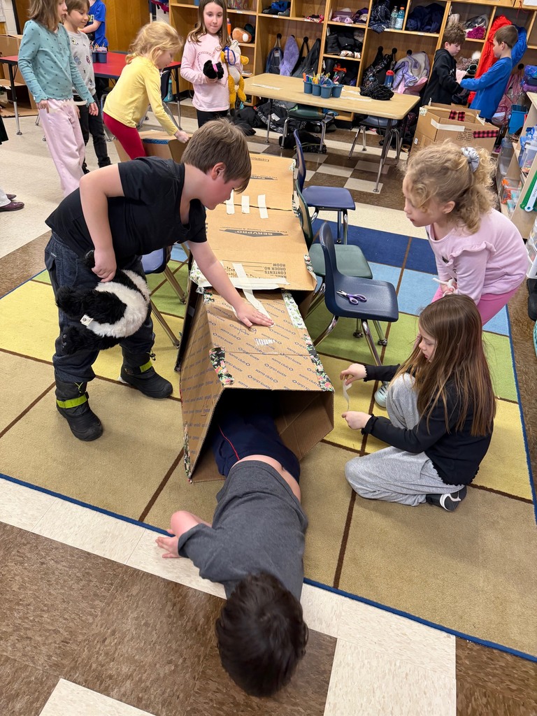 Mrs. Verney’s class voted on cardboard box forts and stuffy day for their reward after filling their sticker chart! Look at the creativity!
