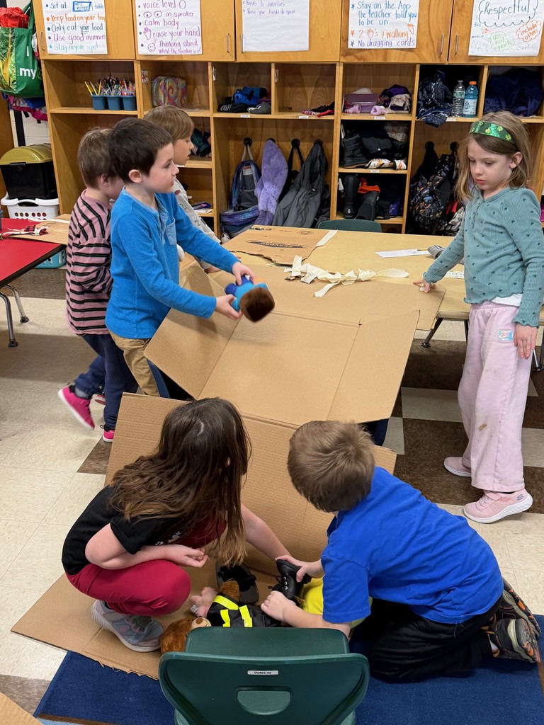 Mrs. Verney’s class voted on cardboard box forts and stuffy day for their reward after filling their sticker chart! Look at the creativity!