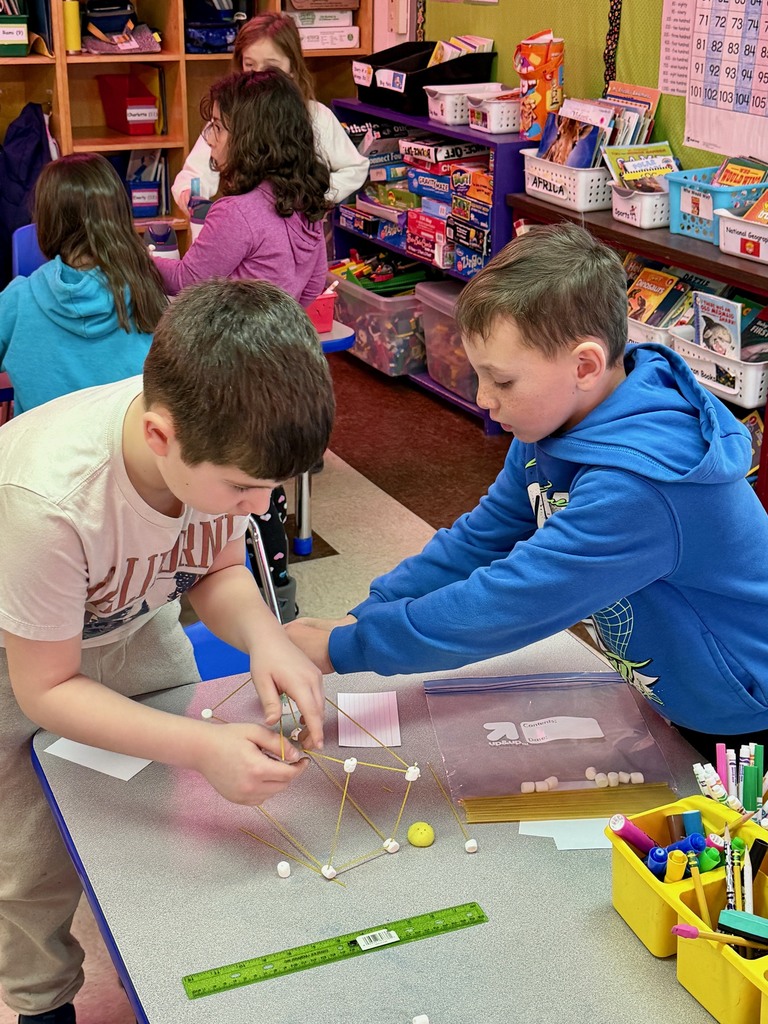 Mrs. Flewelling’s 2nd grade working on a science tower challenge!