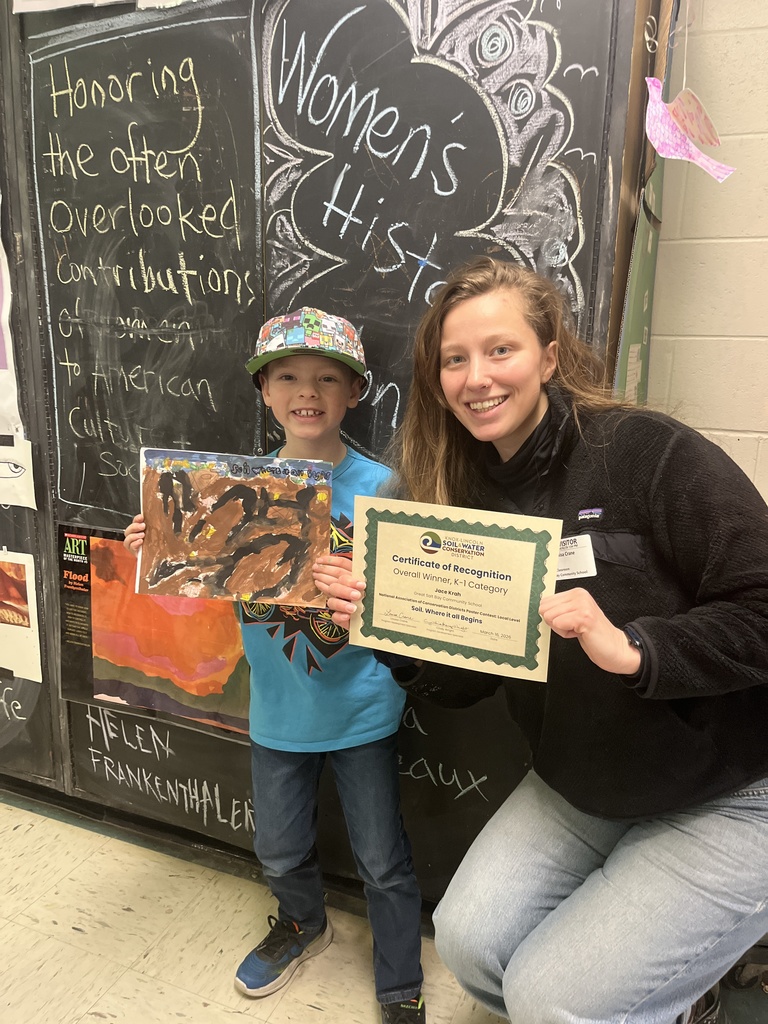 Louisa Crane came to celebrate Jace Krah, for his poster that won first place for all grade 1 submissions of over 5 schools.
