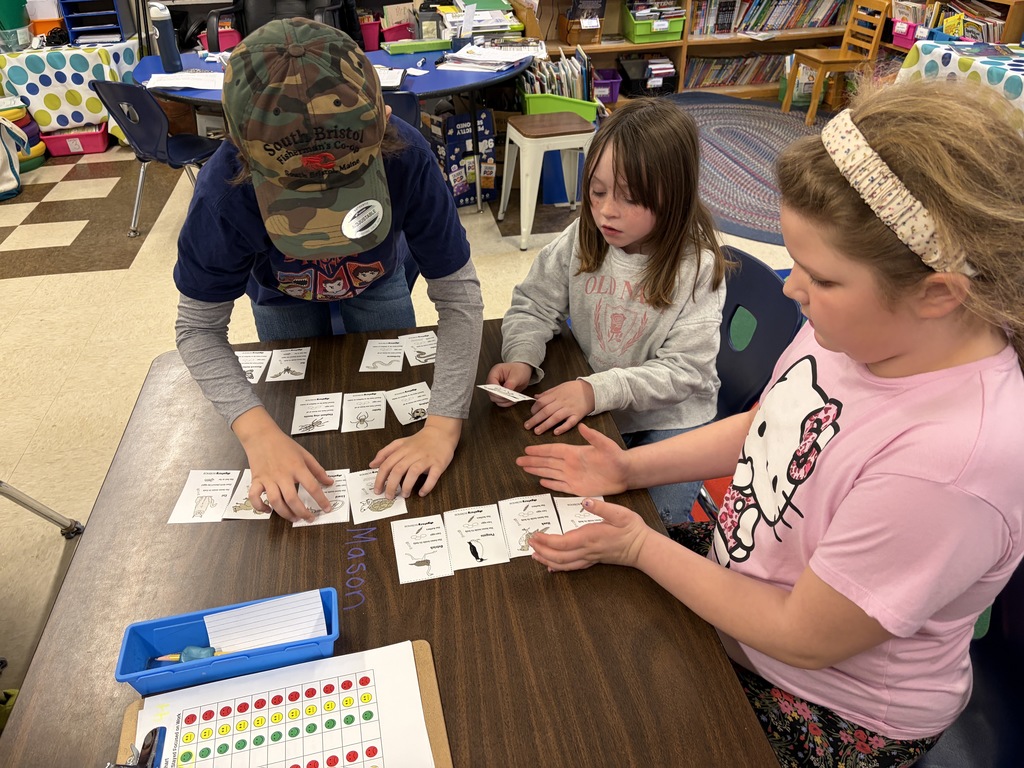 Second graders in Mrs. Michaud’s class studied animal traits. They used these traits to sort animal cards into mammals, birds, reptiles, and invertebrates.