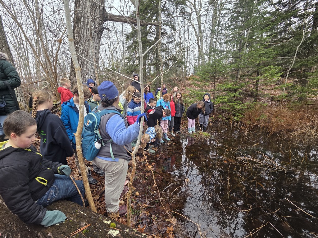 Third grade headed down to Tracy Shore in South Bristol to explore a vernal pool and nature hike with Sarah from Coastal Rivers Conservation Trust.