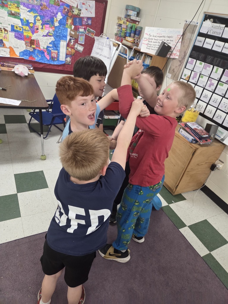 Ms Tracy's class earned a celebration day that included pjs, stuffed animals, team building activities, and lots of laughter.