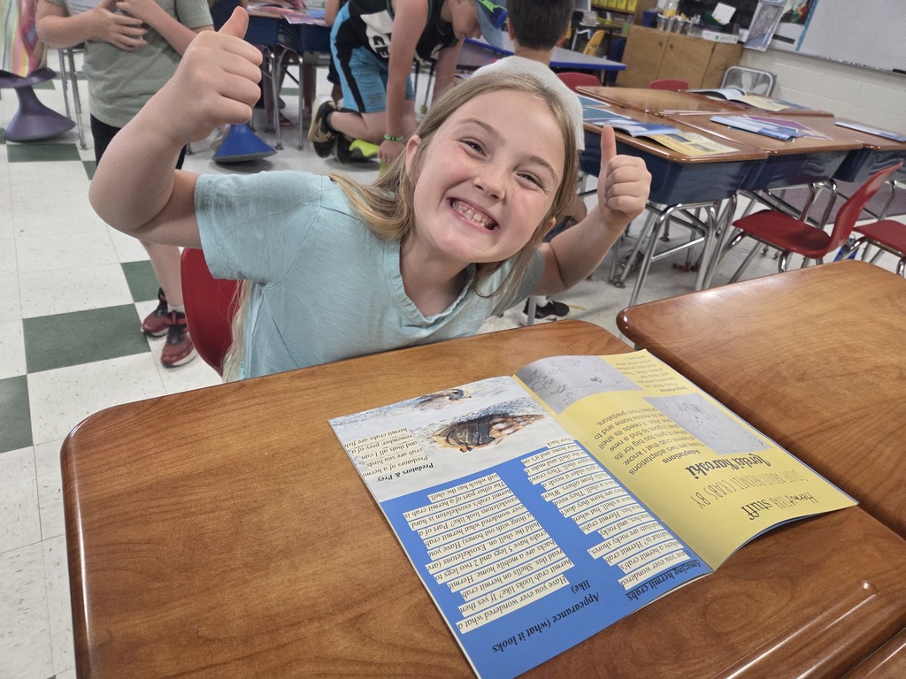 Third graders learn about marine animals throughout the year then research and write a book about their chosen animal. The students were so excited to see their hard work published in a book.